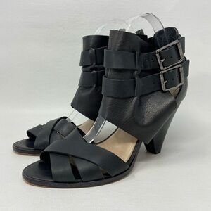 Chaussures Ports 1961 Black Leather Cage Double Buckle Heel Pumps, Women’s EU 39